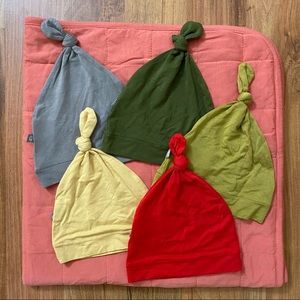 Kyte Baby Knotted Cap bundle - Clay, Olive, Dijon, Honey, Crimson 3-6m